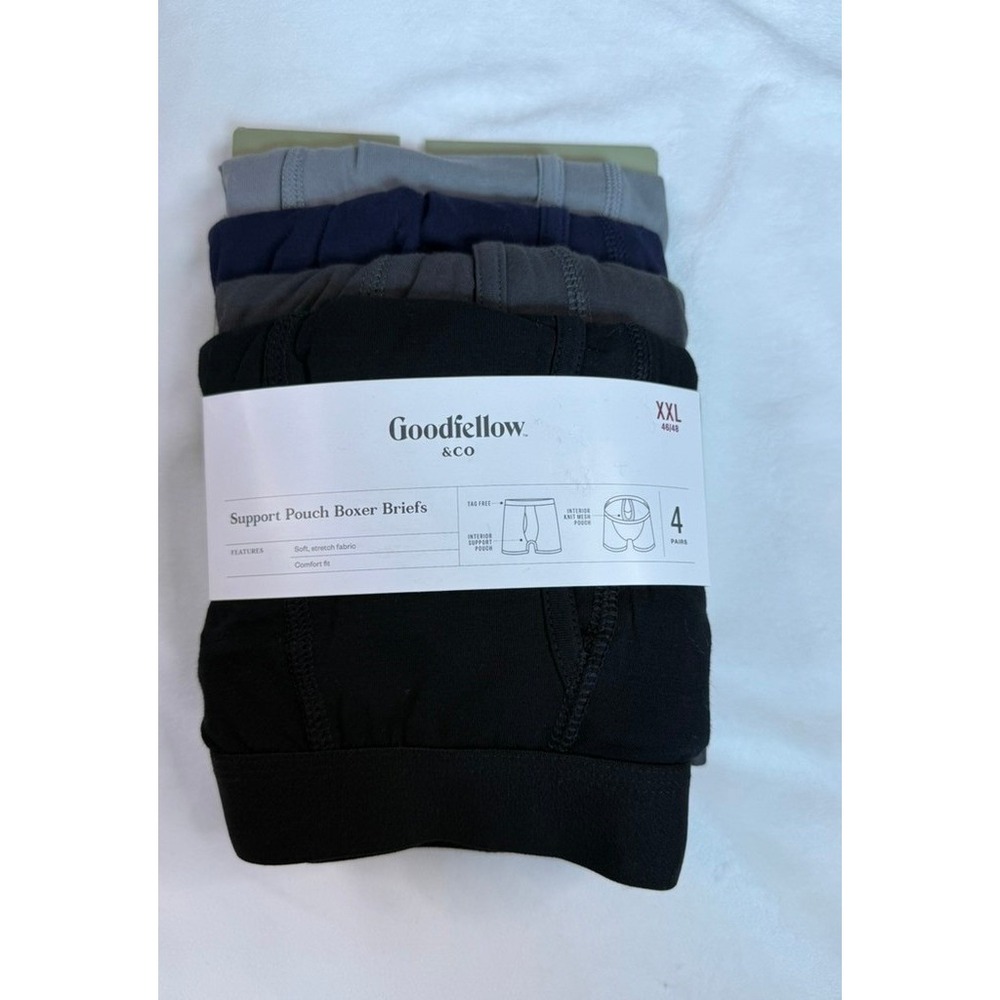 Goodfellow & Co Mens 4 Pack Support Pouch Boxer Briefs XXL 46-48 Black Grey Navy